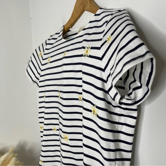 Sézane Evan Striped Daisy Embroidered T-Shirt 100% Cotton Luxury Designer Sz S - Picture 6 of 14